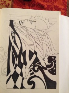 This later became a lino print.